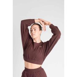 LOEWI Cropped Sweatshirt Acanalado - Mujer - Granate