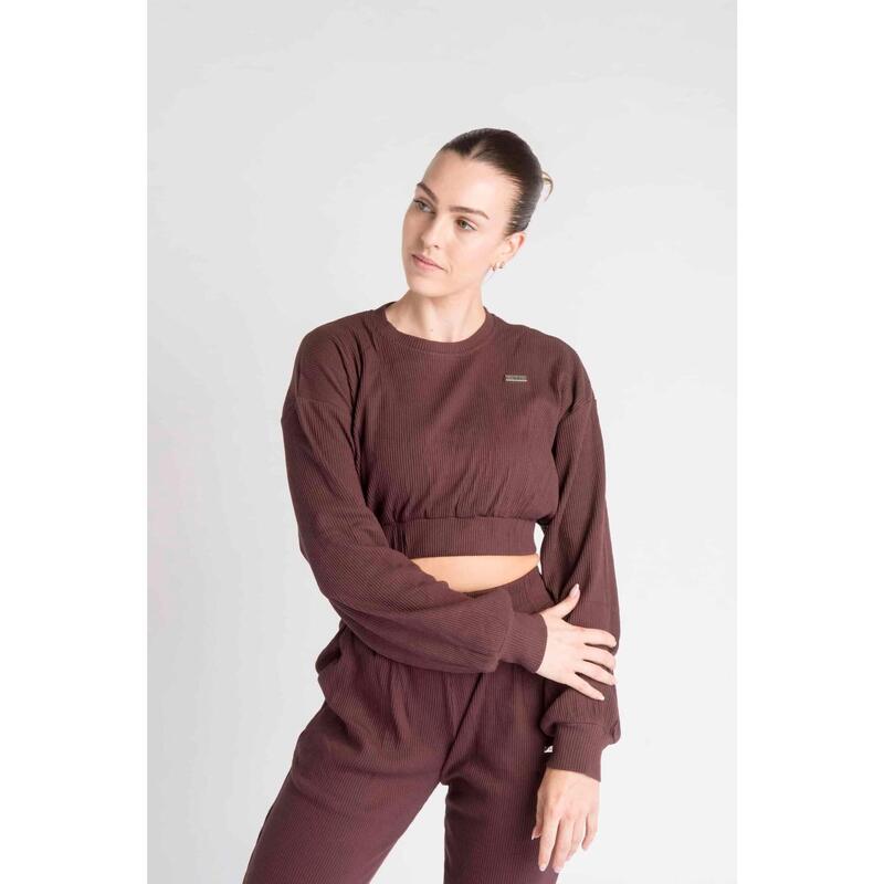 LOEWI Gerippte Cropped Sweatshirt - Damen - Kastanienbraun