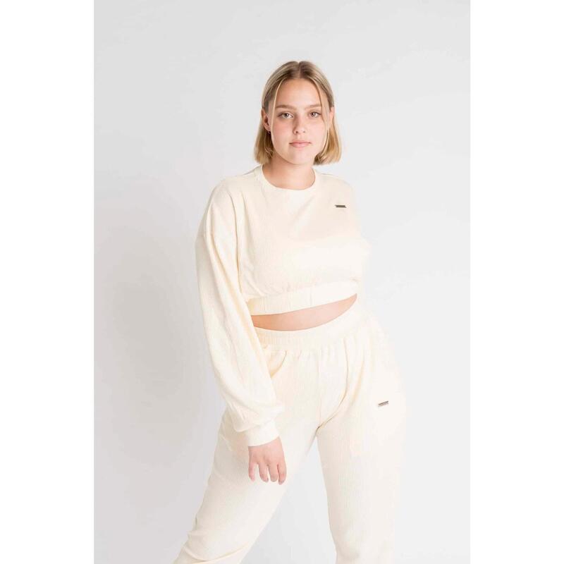 LOEWI Cropped Sweat-shirt Côtelé - Femme - Jaune