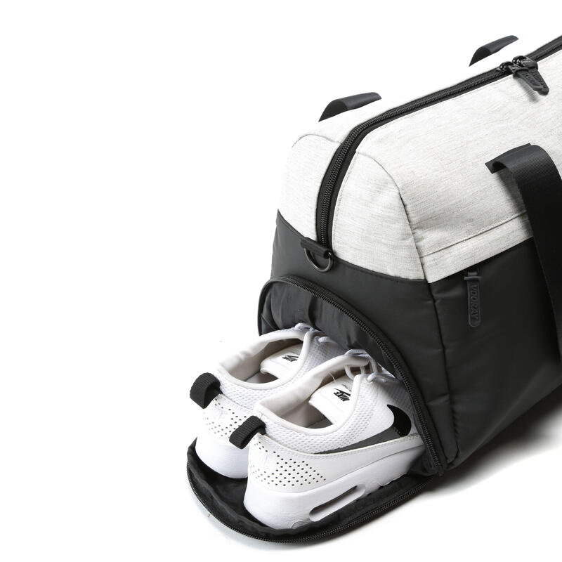 Trainer Duffel Sac de sport avec poche à chaussures et sèche (Heather Gray)