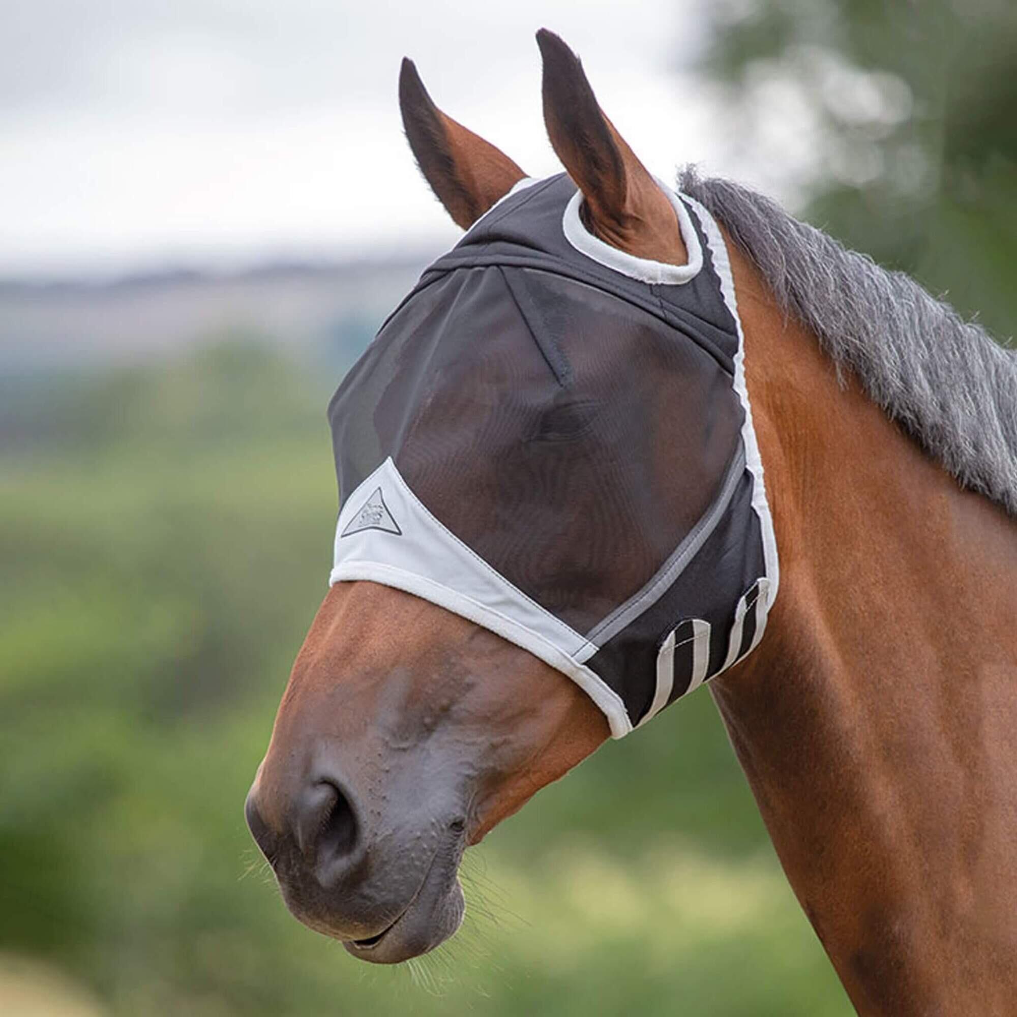 Fine Mesh Ear Holes Horse Fly Mask (Black) 2/2