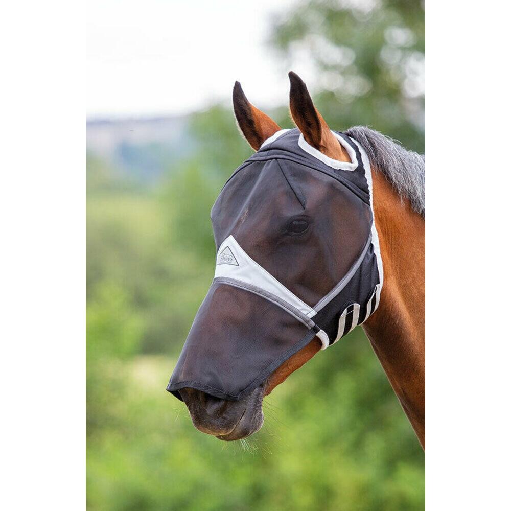 Fine Mesh Ear Holes Horse Fly Mask With Nose (Black) 2/2