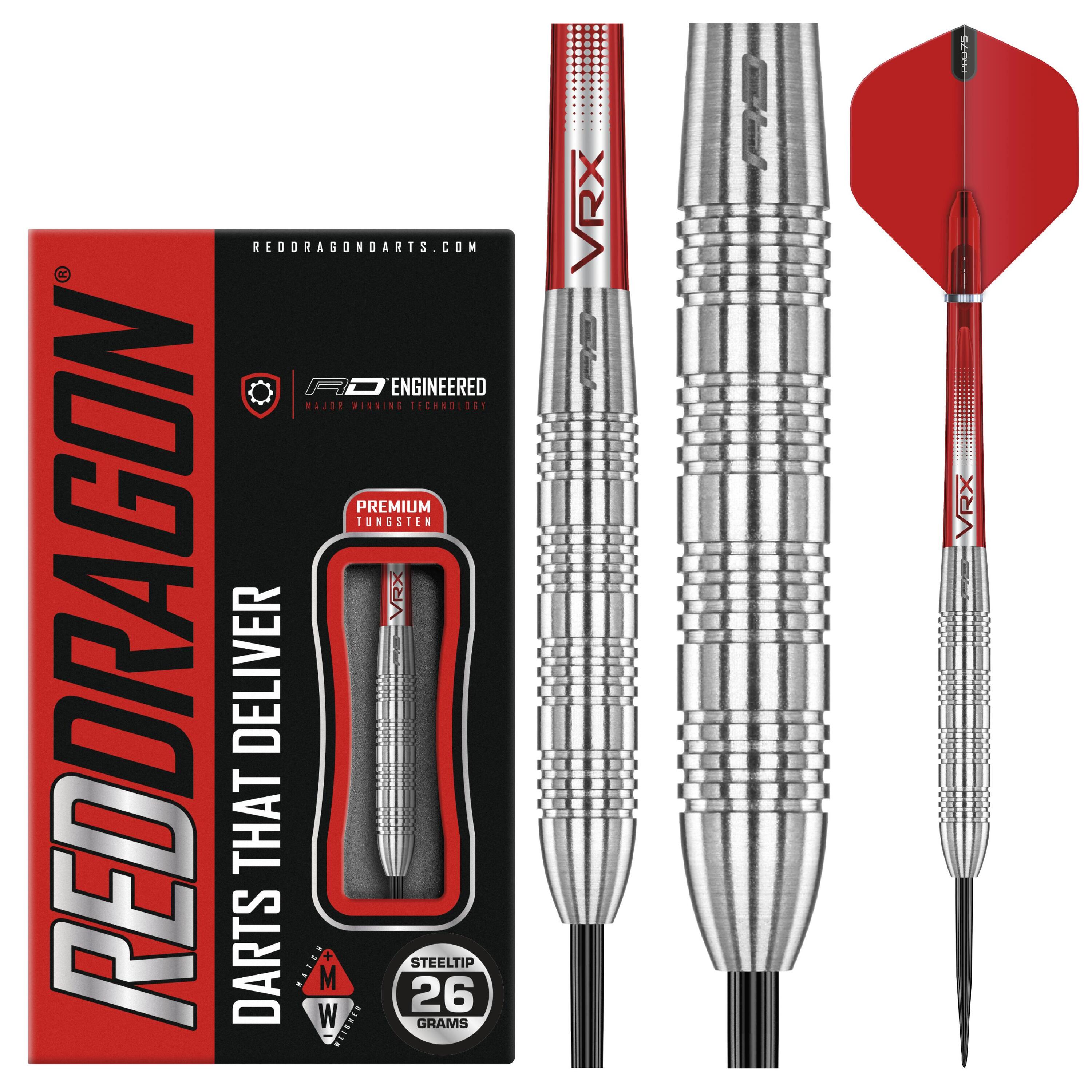 RED DRAGON DARTS RED DRAGON Hell Fire B 26 gram Tungsten Darts Set with Flights and Stems