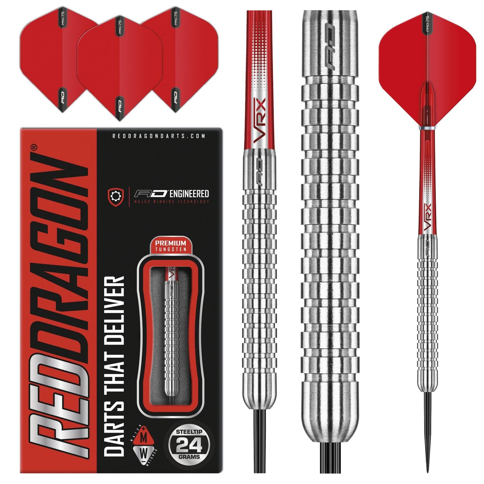 RED DRAGON DARTS RED DRAGON Hell Fire A 24 gram Tungsten Darts Set with Flights and Stems