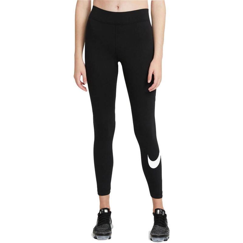 Leggings Nike Sportswear Essential Mid-Rise Swoosh, Zwart, Dames