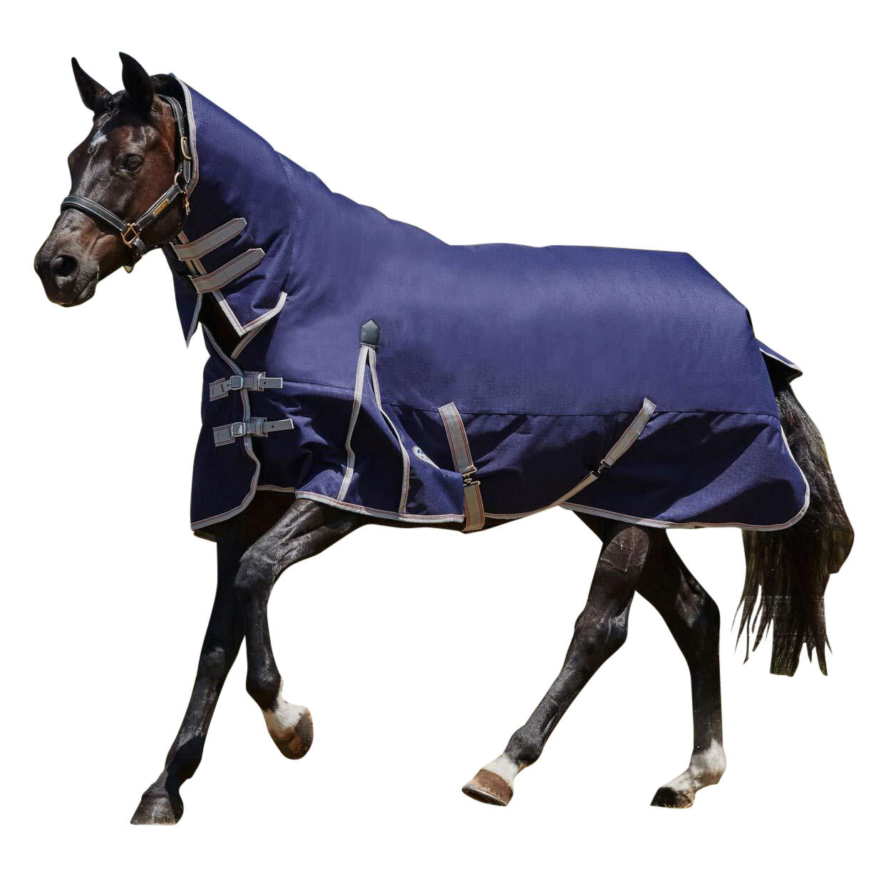 Comfitec Heavy Essential Combo Neck Turnout Rug (Navy/Silver/Red) 1/4