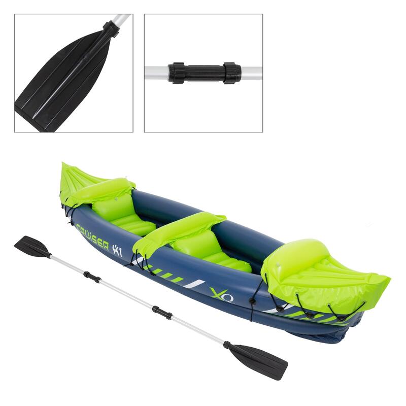 Kayak Cruiser X1 con doppia pagaia in alluminio 325x81x53 cm Verde/Bianco/Blu