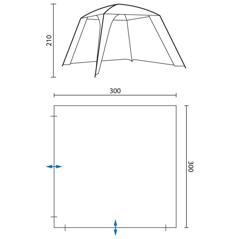 Pavellón toldo - jardín/camping - 300 x  300 cm - altura 210 cm - azul