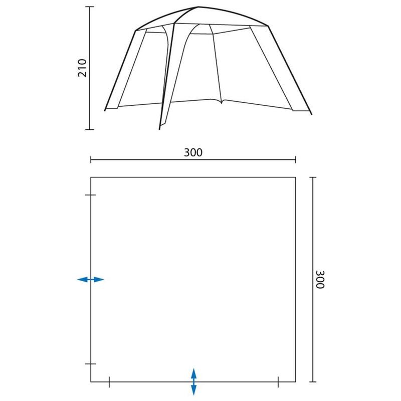 Pavillon | Camping Wohnzelt mit integrierten Seitenwänden, 3x3 m, Stehhöhe 2,1 m