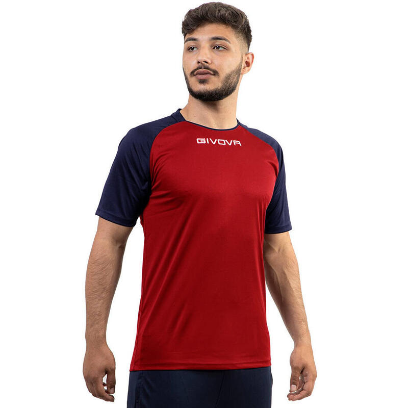 T-Shirt de futebol Givova Capo vermelho/azul marinho poliéster