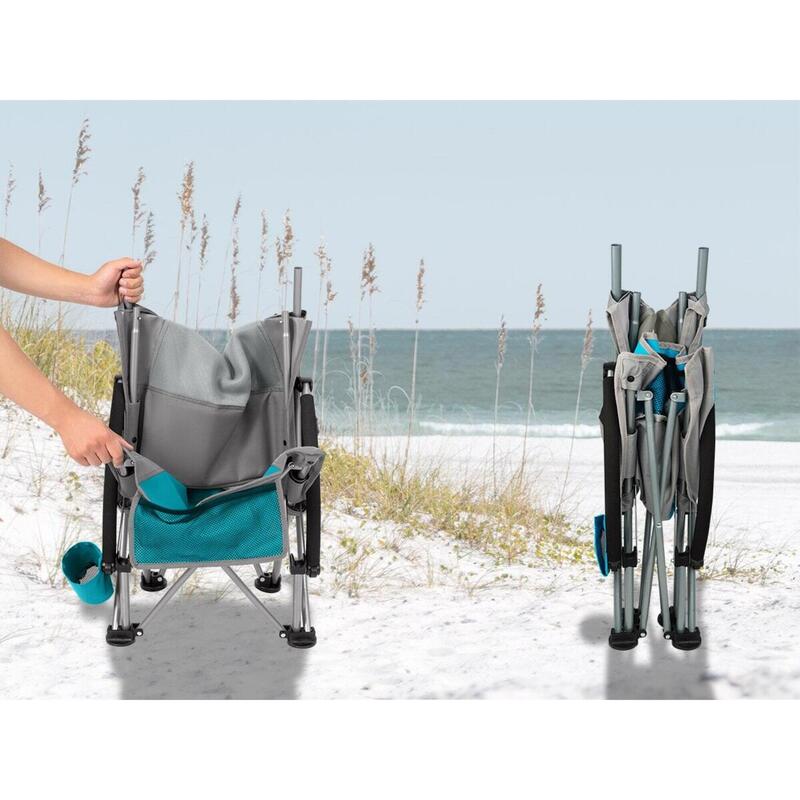 Chaise de Plage Beach - Pliable - Max. 136 kg - Sac de Transport - Gris