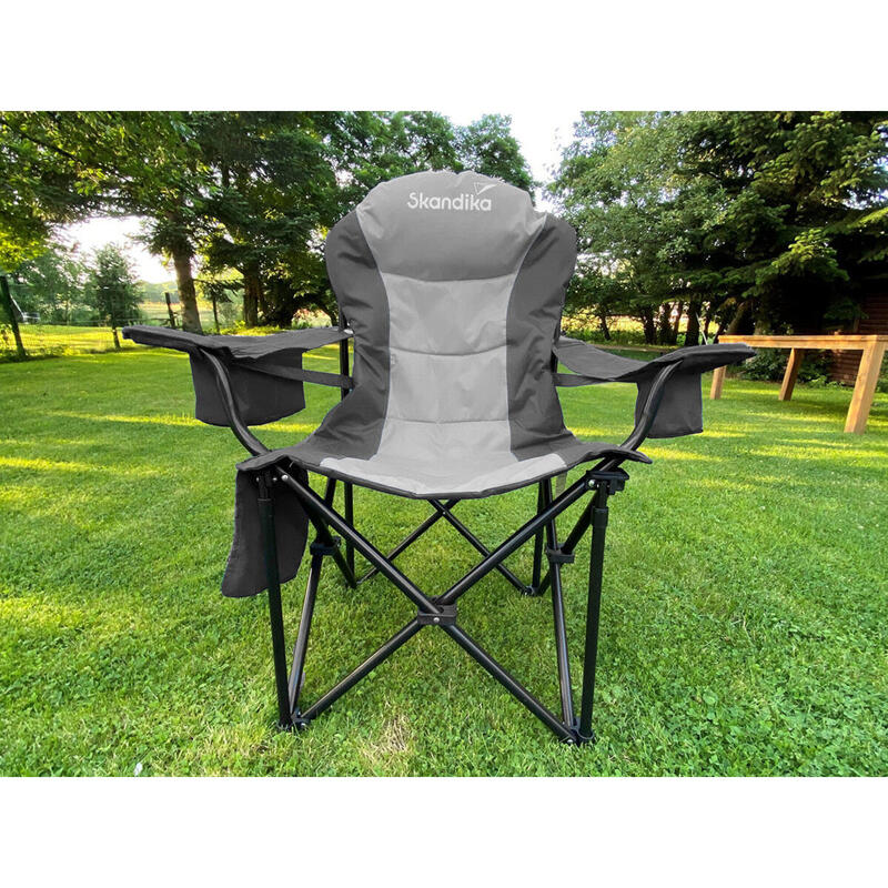 Chaise pliante camping Relax Comfort - Max 160 kg - Sac transport - Gris