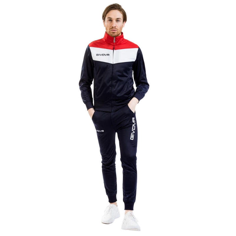 Survêtement Full Zip Homme - Givova bleu rouge