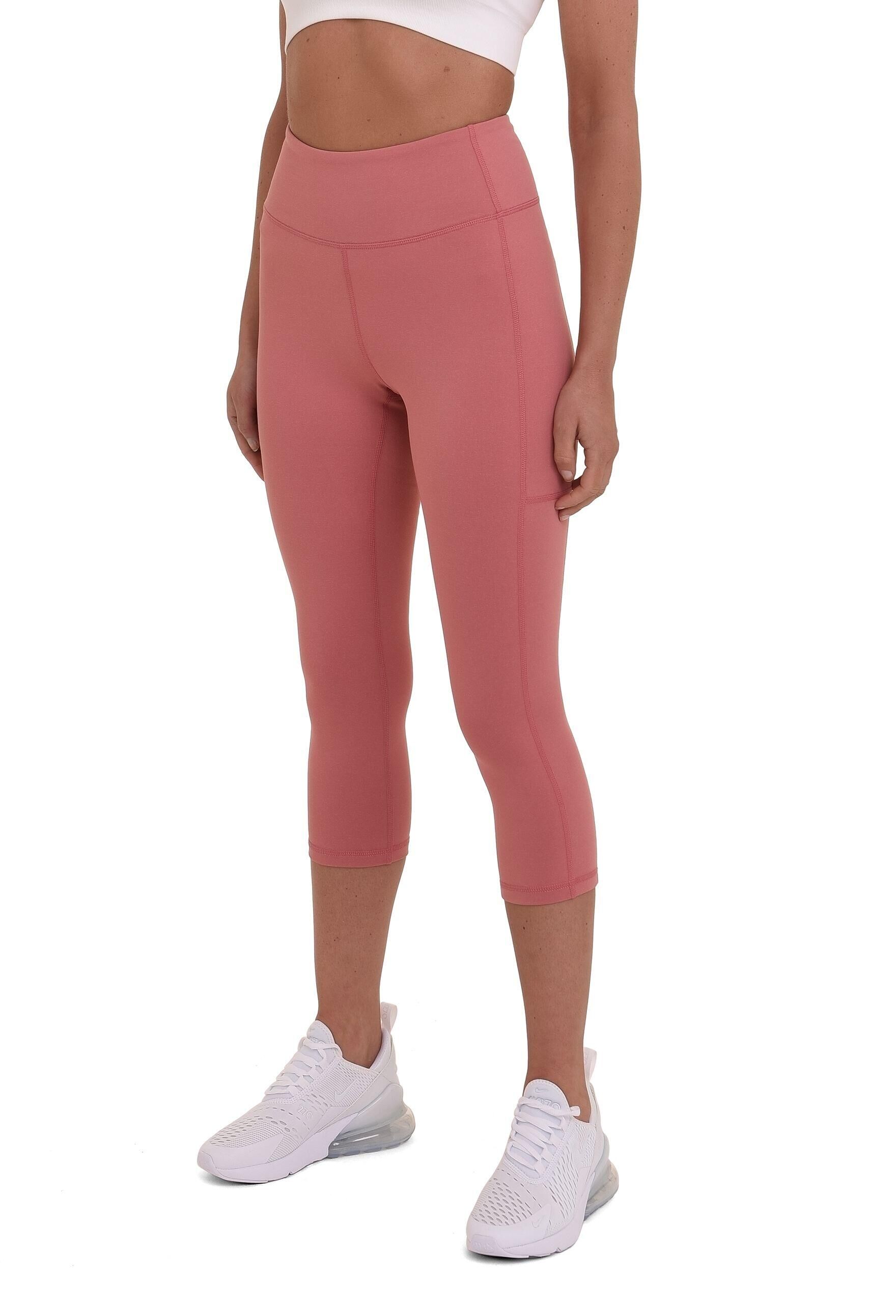 TCA Women's Equilibrium Capri Leggings with Side Pocket - Dusty Rose/Redwood