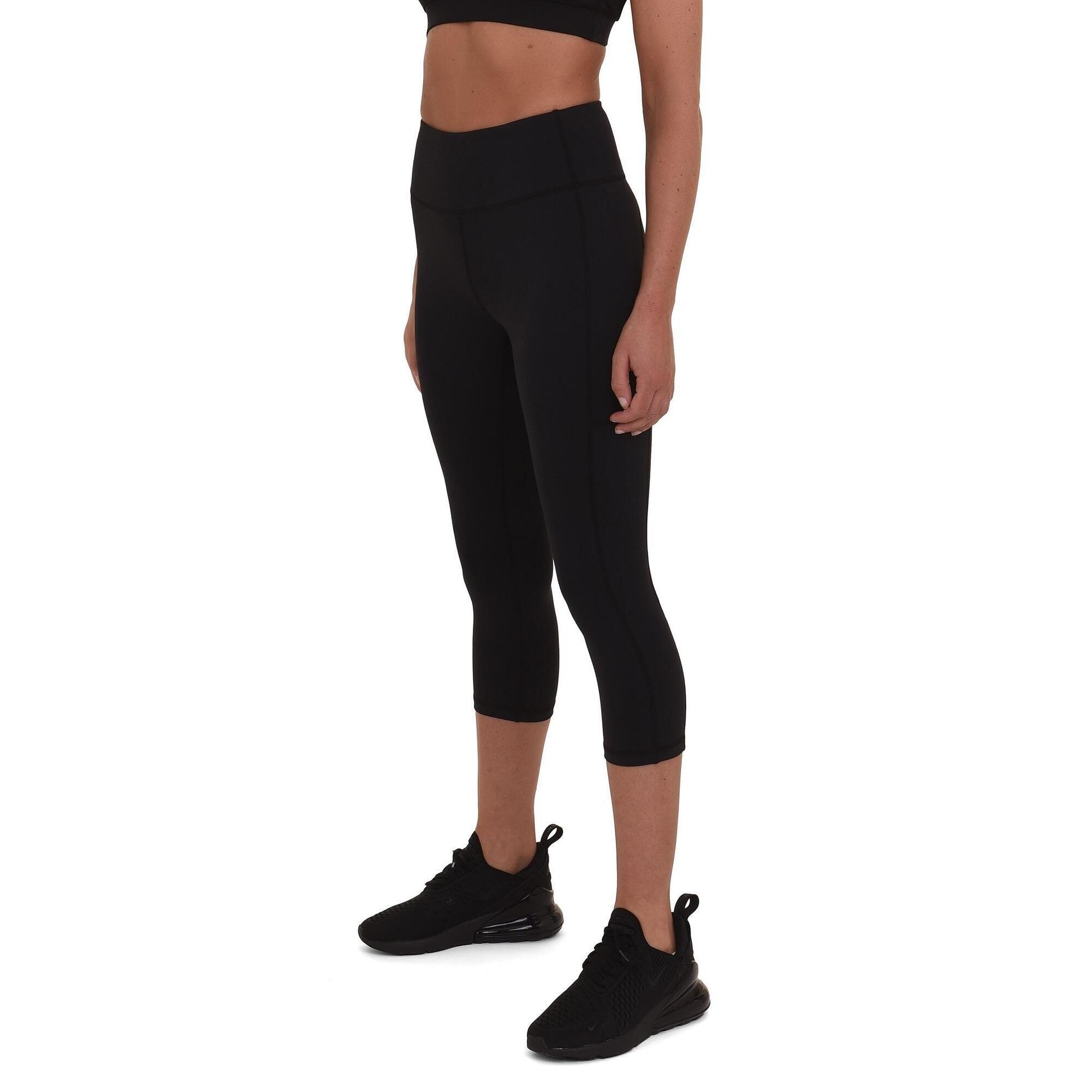 TCA Women's Equilibrium Capri Leggings with Side Pocket - Black