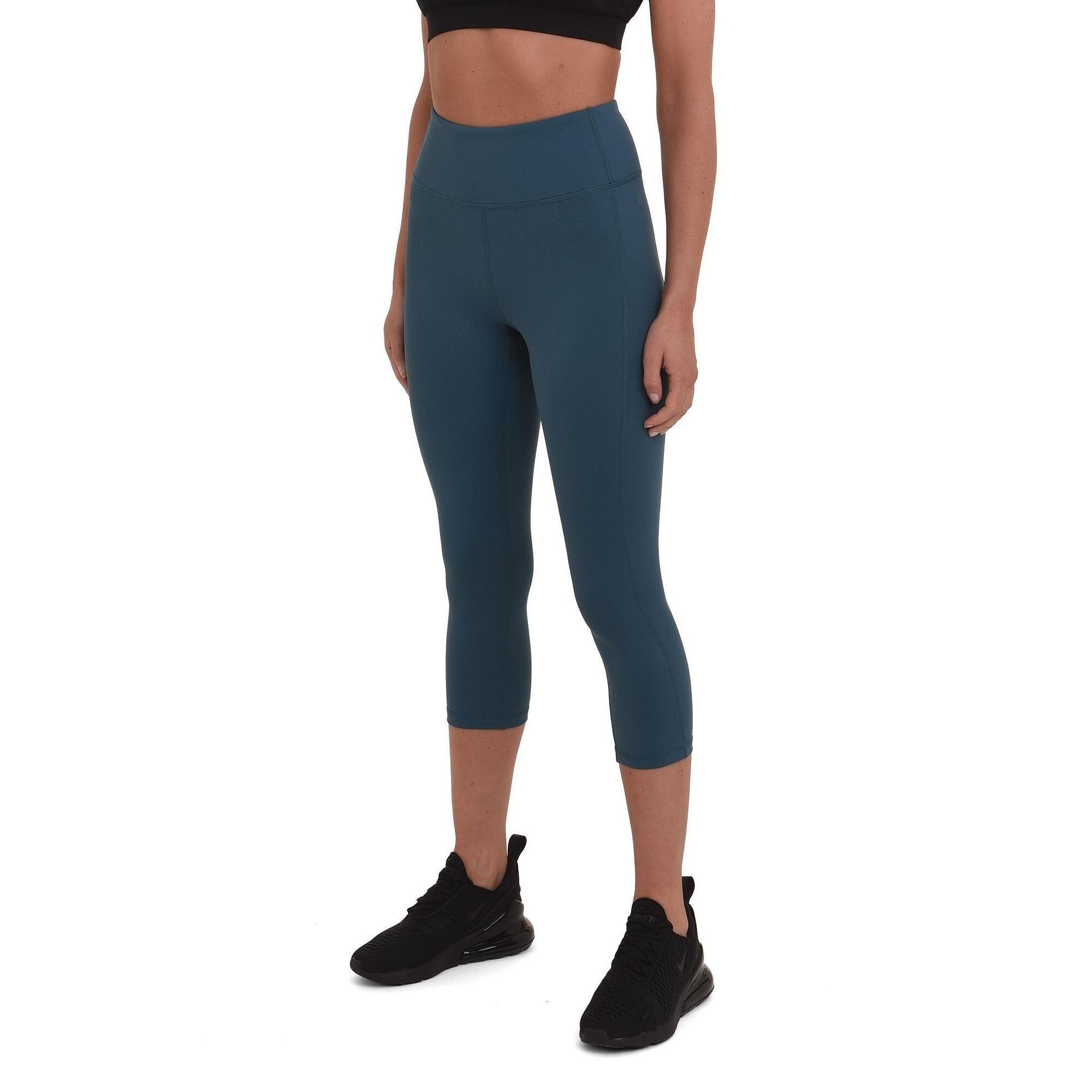 TCA Women's Equilibrium Capri Leggings with Side Pocket - Atlantic Deep