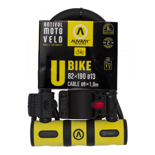 Antivol U + Cable Auvray Bike U 82X147 C. 100 D8 - Antivols - Sécurité et  Visibilité - Urbain