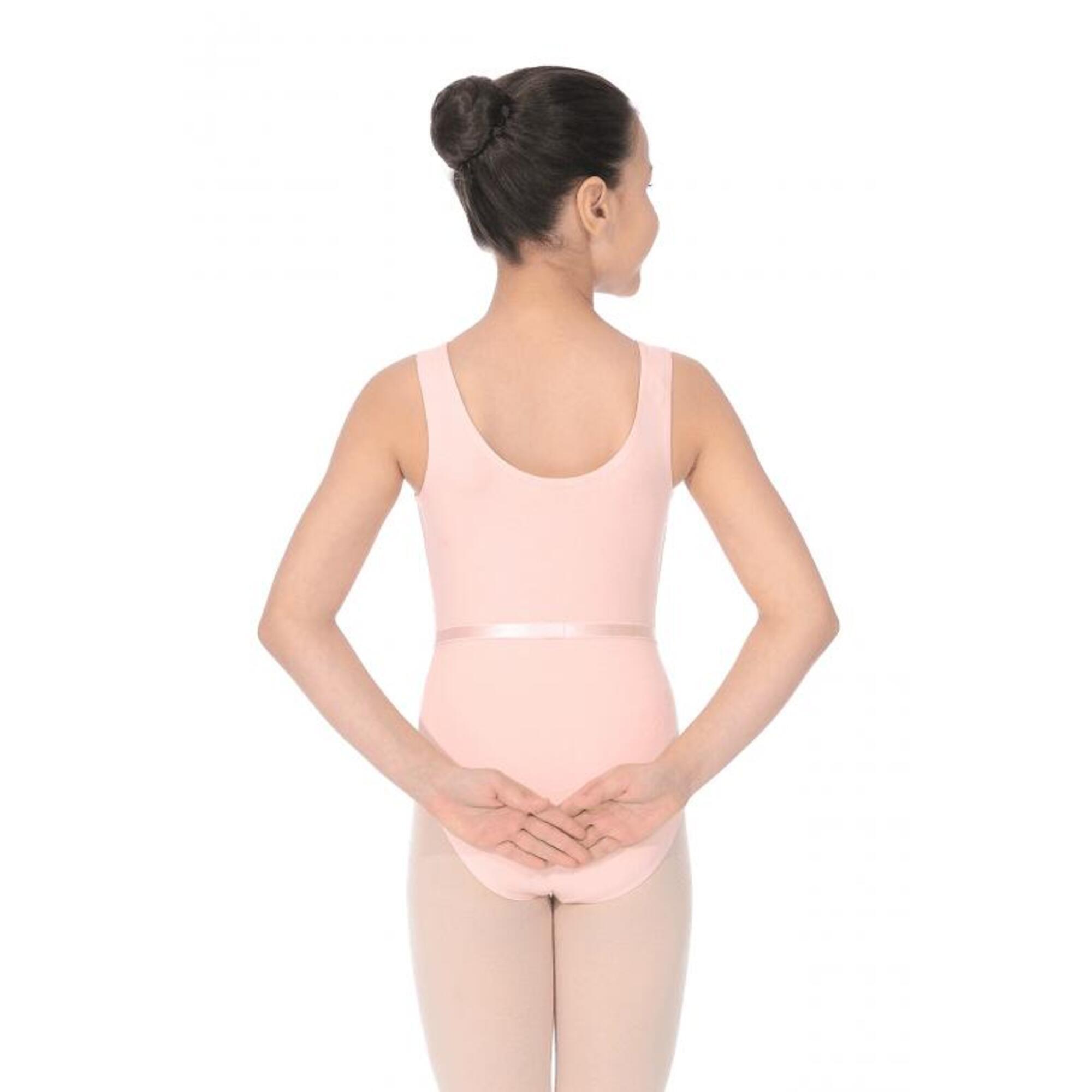 Cotton June Sleeveless Exam Leotard with Belt in Pale Pink 2/3