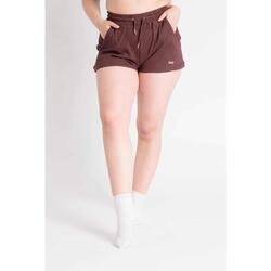 LOEWI Pantalones Cortos Fitness Acanalados - Mujer - Granate