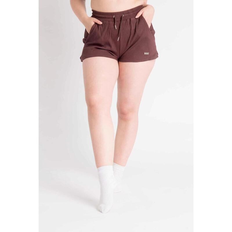 LOEWI Ribbed Shorts - Aesthetic Wolf - Fitness - Donna - Marrone