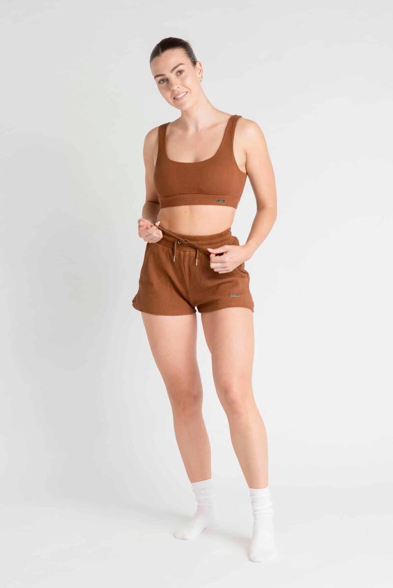 LOEWI Ribbed Short voor Fitness - Dames - Bruin