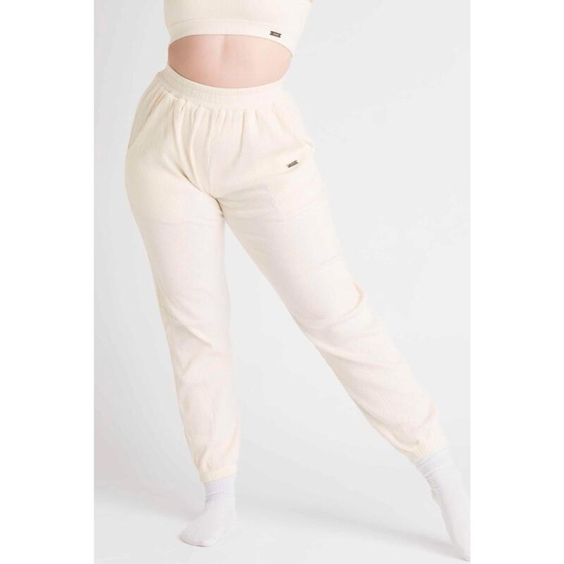 LOEWI Pantalon Jogger Fitness Côtelé - Femme - Jaune