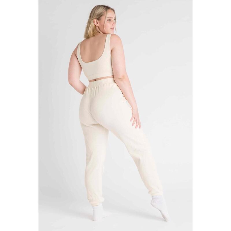 LOEWI Pantalon Jogger Fitness Côtelé - Femme - Jaune