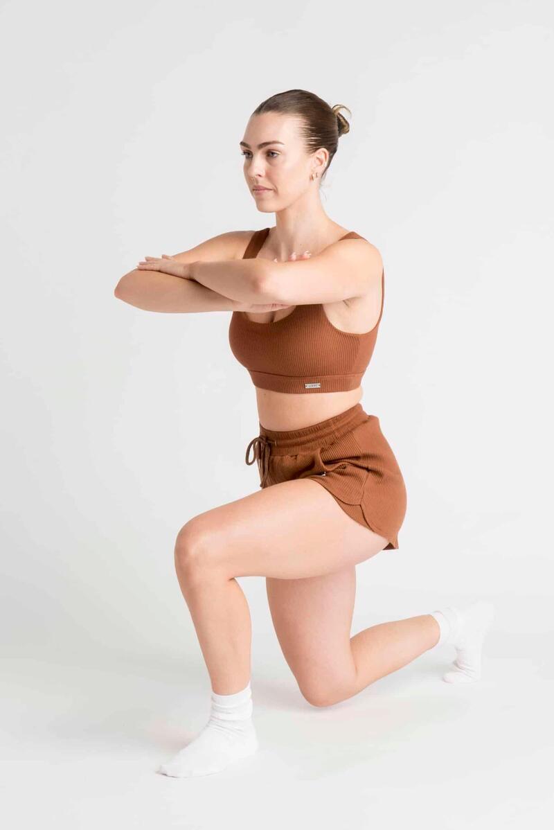 LOEWI Gerripte Shorts Fitness - Damen - Braun