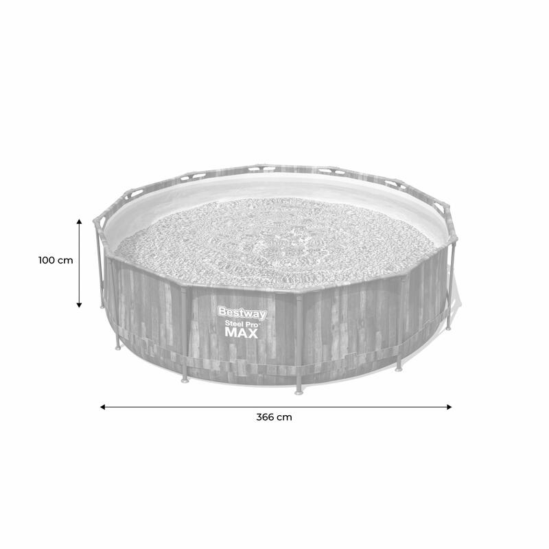 Piscine tubulaire  - Opalite grise - aspect bois, piscine ronde 3,6m