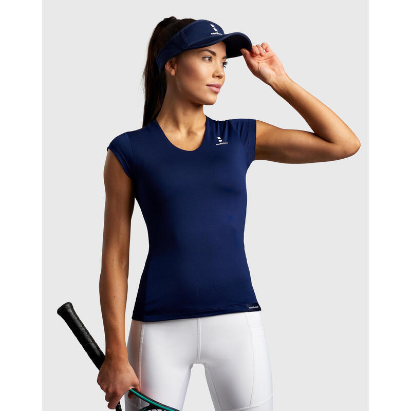 T-shirt de Tennis/Padel Femme Bleu Marine