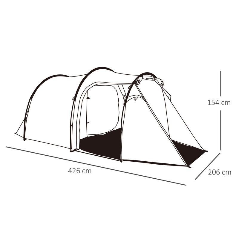 Outsunny Cort Camping 4 Persoane Vestibul Amplu Impermeabil Verde Inchis