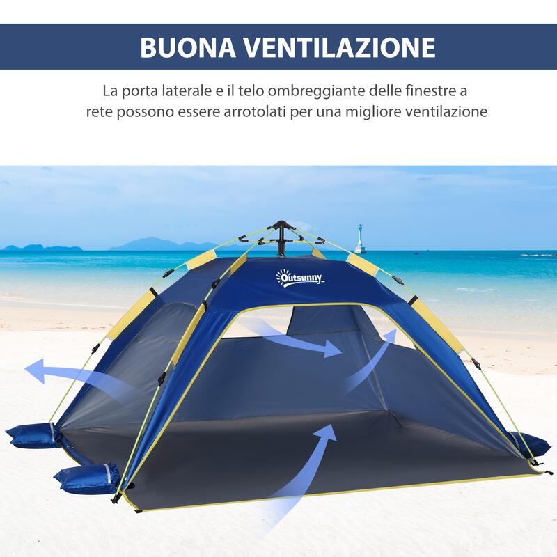 Outsunny Tenda da Spiaggia Pop Up con Finestre Traforate