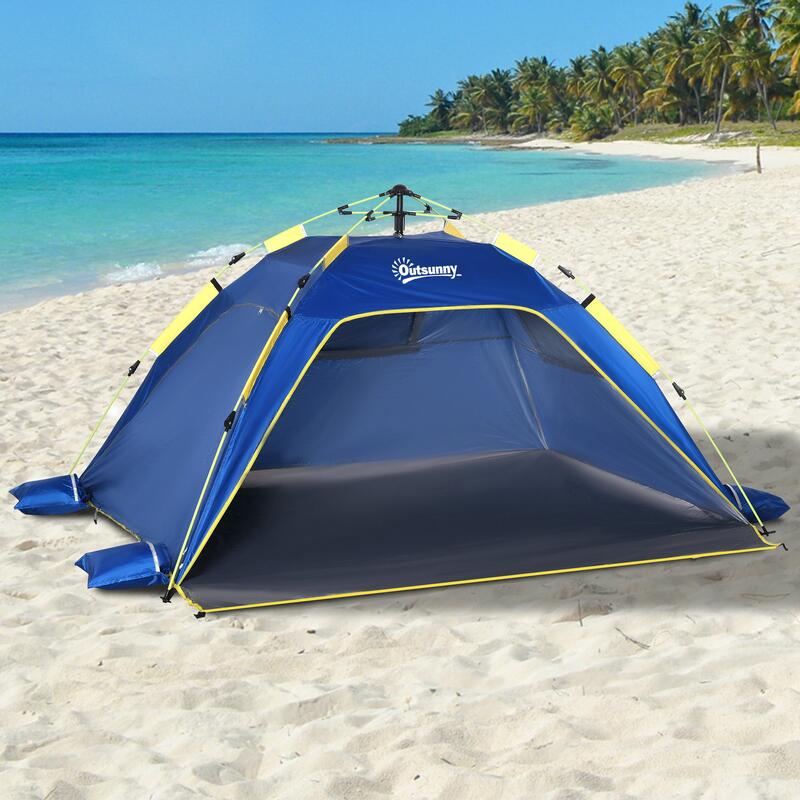 Outsunny Tenda da Spiaggia Pop Up con Finestre Traforate OUTSUNNY