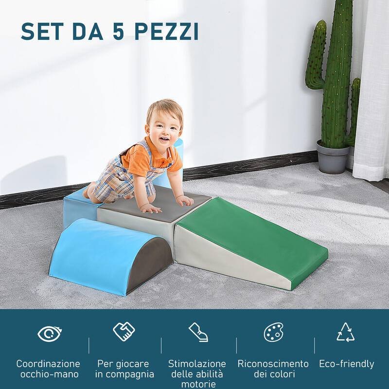 HOMCOM Set 5 Costruzioni Morbide per Bambini Età da 1-3 Anni per Casa e Scuola