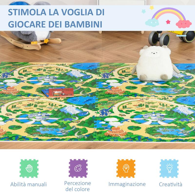 HOMCOM Tappeto Puzzle 36 Pezzi con Bordi in EVA Antiscivolo Area Coperta 3.24㎡