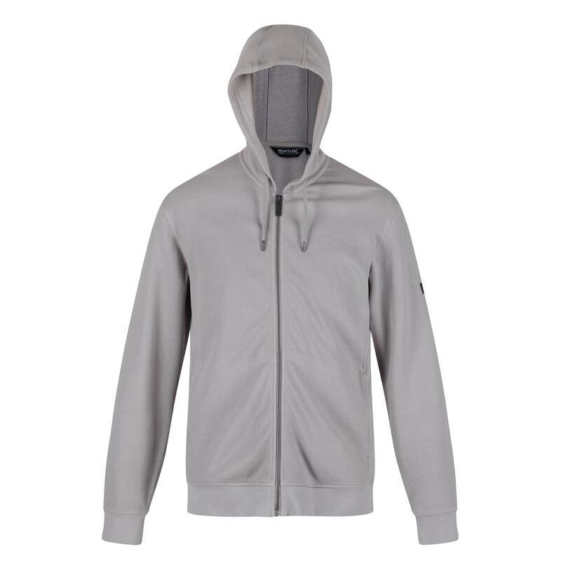 Sudadera Cremallera Jaspeada Con Capucha Gris Oscuro Jaspeado