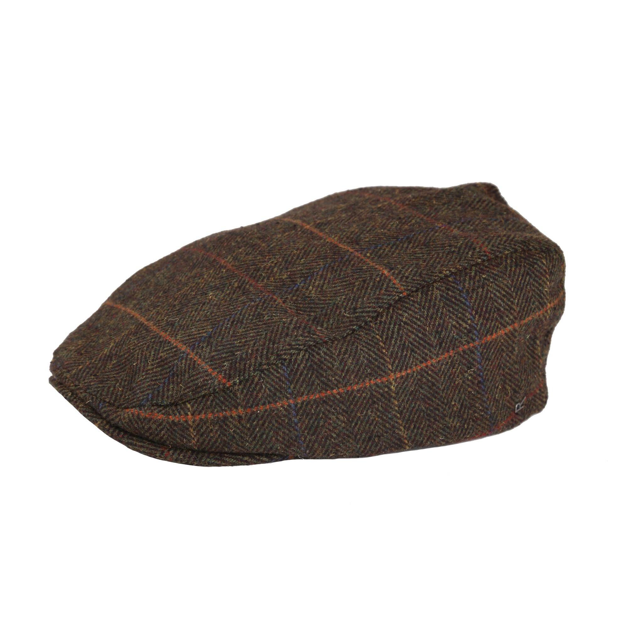 Mens Acre Checked Tweed Flat Cap (Brown) 1/4