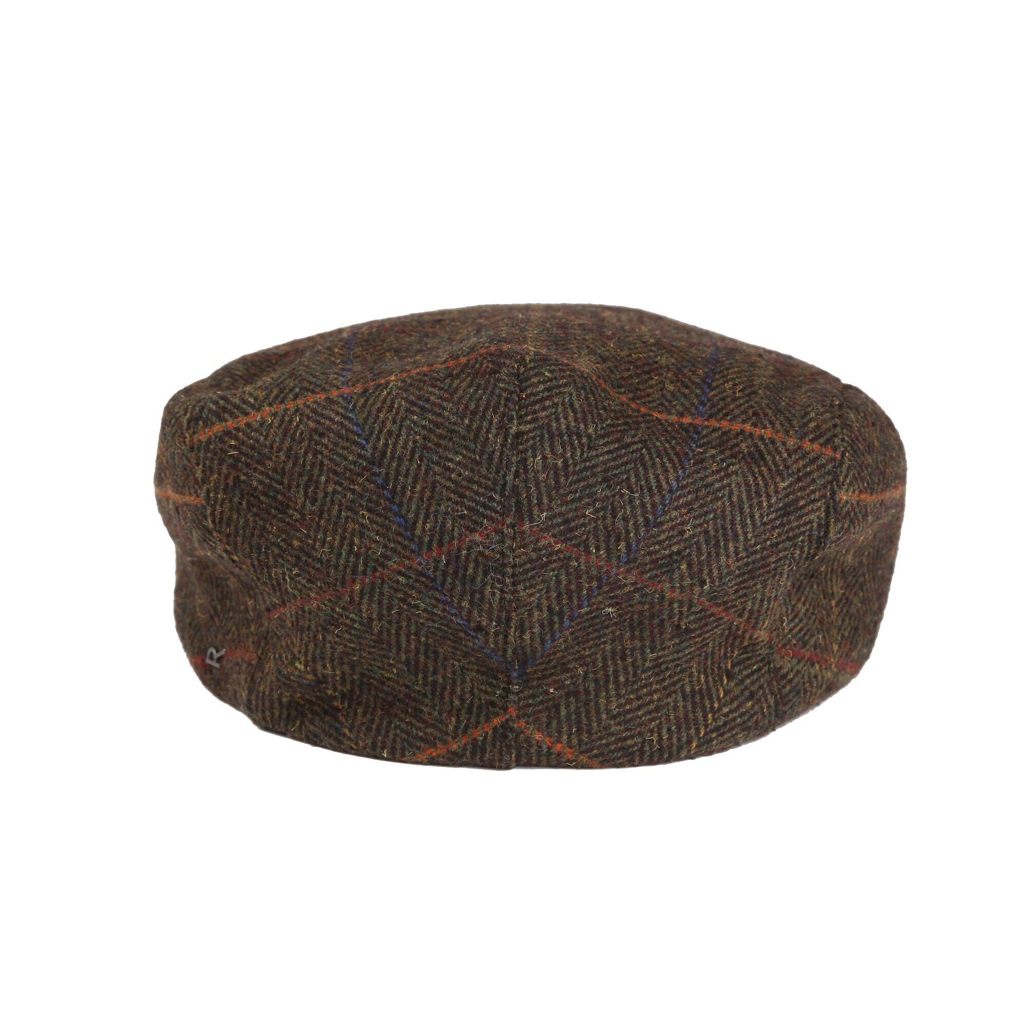 Mens Acre Checked Tweed Flat Cap (Brown) 2/4