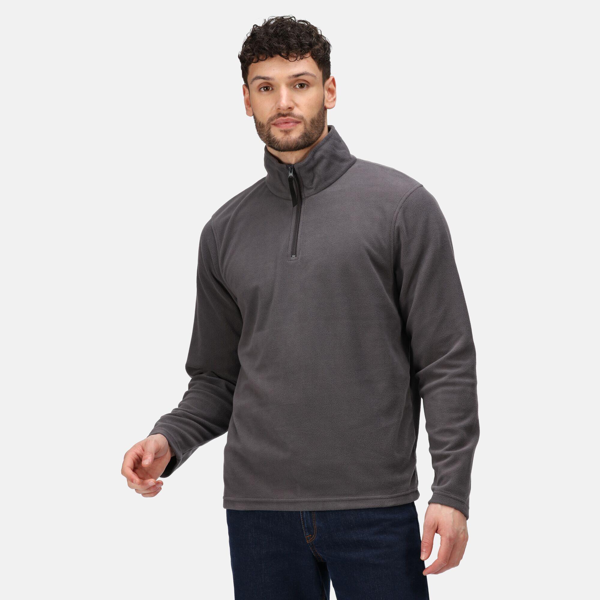 Mens Micro Zip Neck Fleece Top (Seal Grey) 4/5