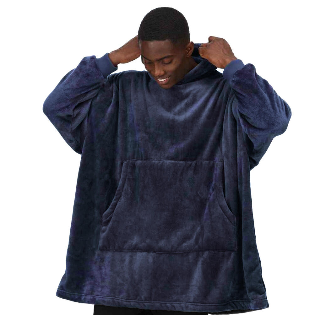 Unisex Adult Snuggler Fleece Oversized Hoodie (Navy) 3/4