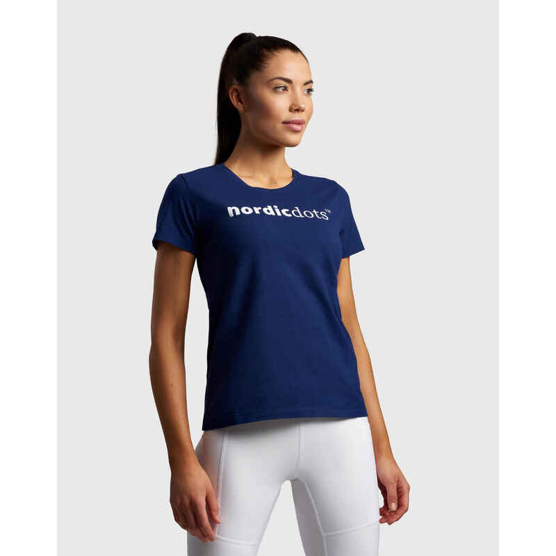 Bio Tennis/Padel T-Shirt Damen Marineblaues