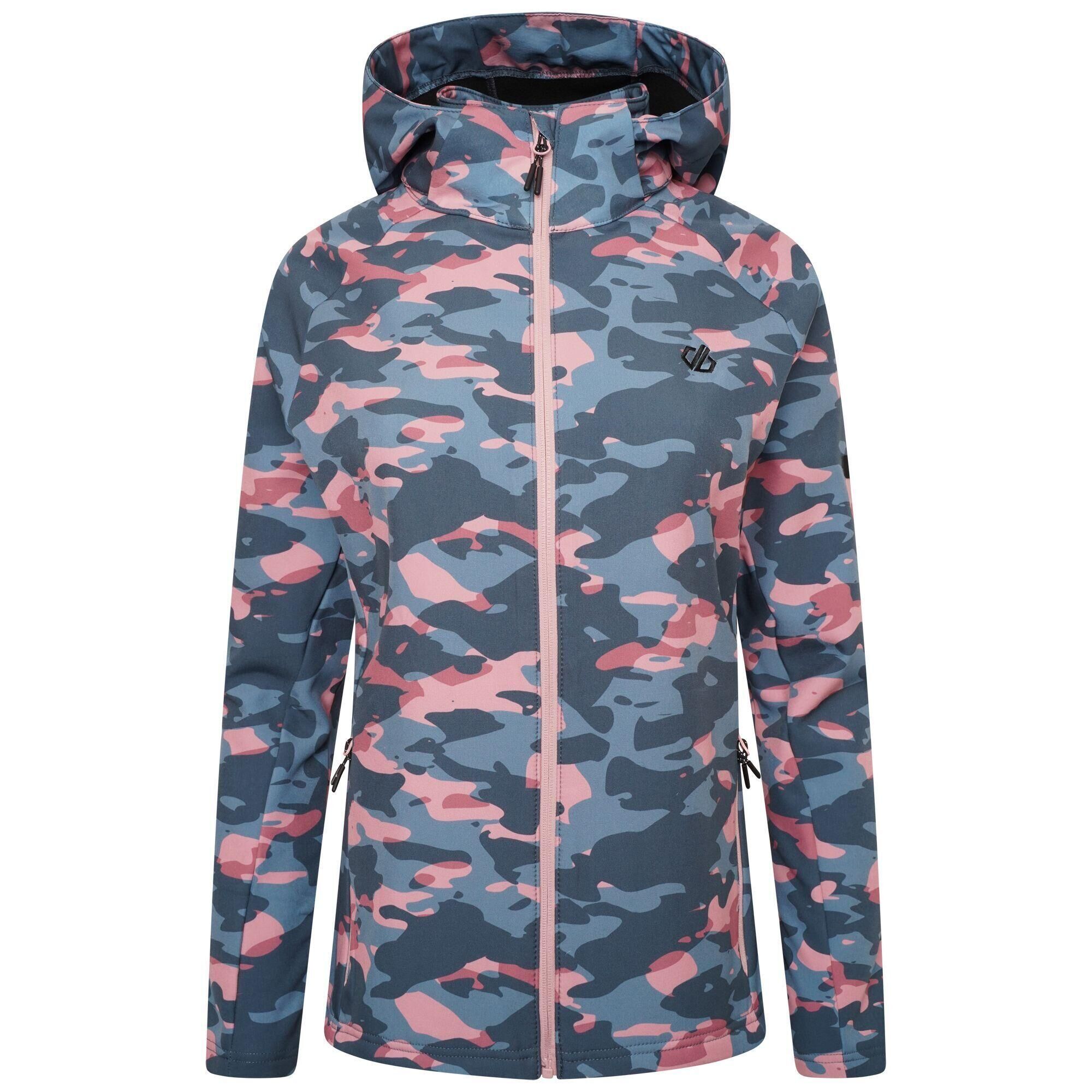 DARE 2B Womens/Ladies Far Out Camo Waterproof Soft Shell Jacket (Powder Pink)