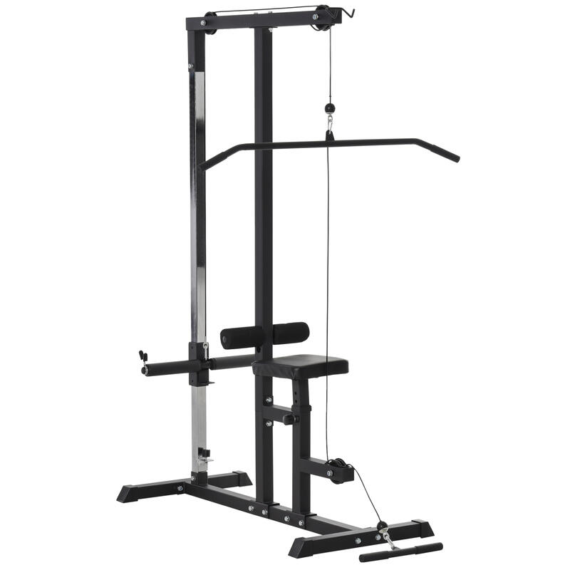 HomCom Statie de fitness Pull Down pentru sala de gimnastica- Negru