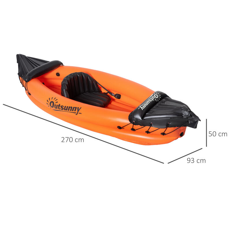 Kayak Hinchable Outsunny 270x93x50 cm Naranja