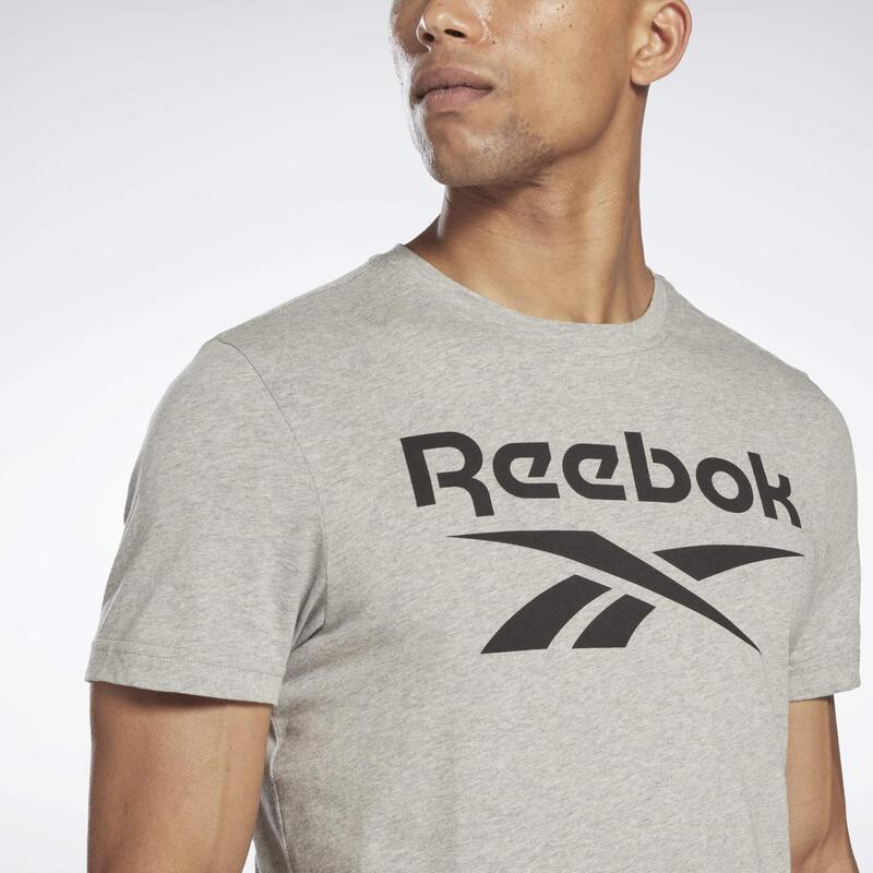  Reebok Camiseta con logotipo grande para hombre : Ropa