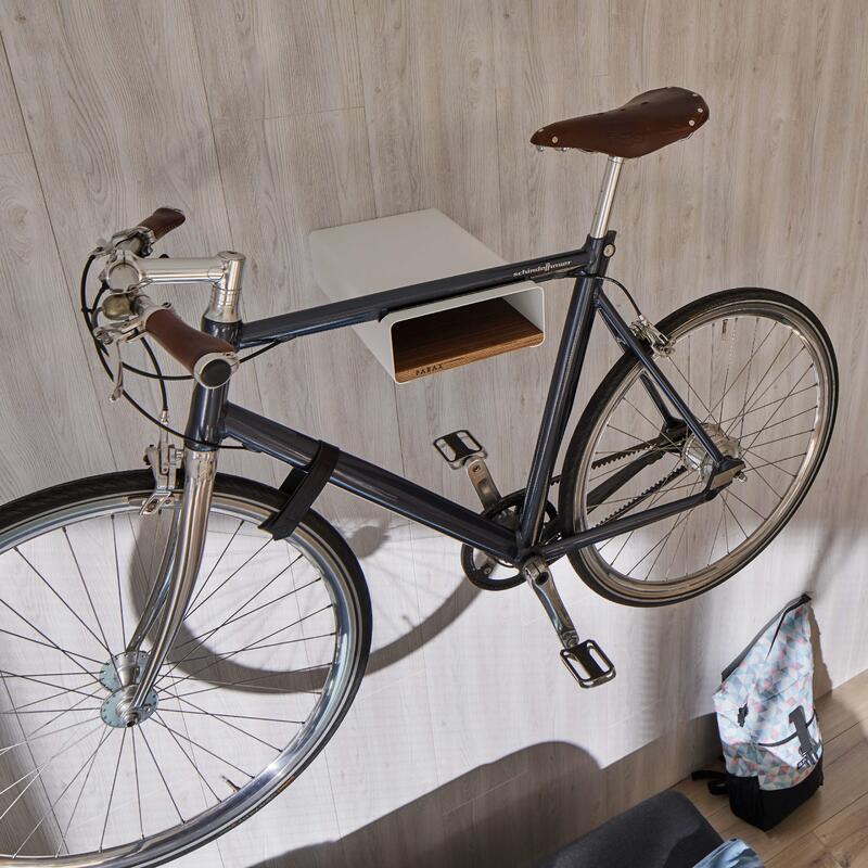 Soporte de pared para bicicletas - Madera y aluminio - Estante - Blanco - S-RACK