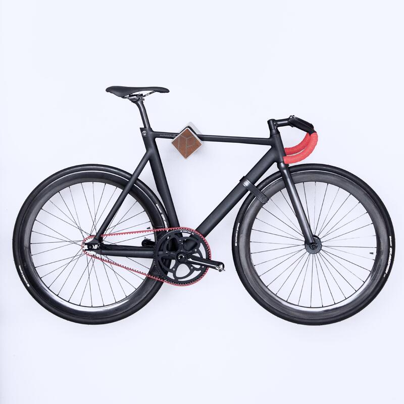 Supporto da parete per bici - legno e alluminio - argento - olive - D-RACK