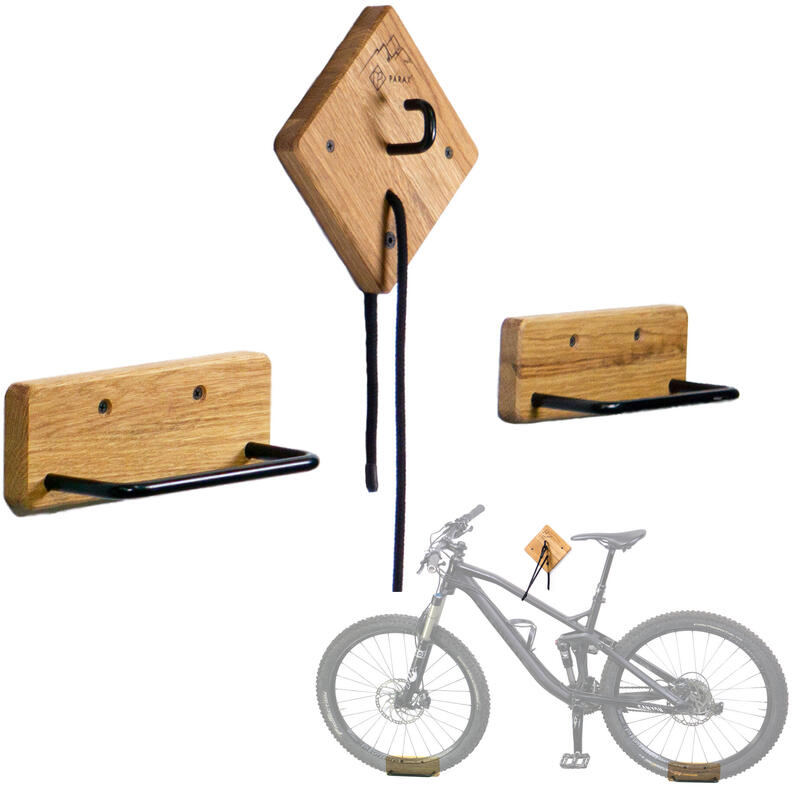 Fiets wandhouder - geschikt voor alle fietsen - eik en aluminium - U-RACK