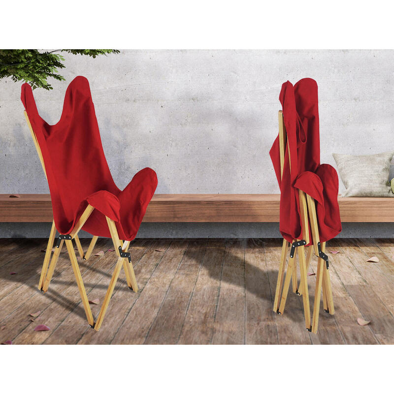 Chaise longue Tofte - chaise relax de camping - pliable - Max. 120 kg- Rouge