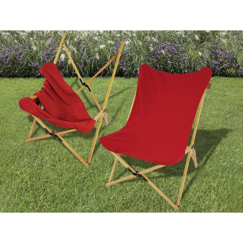 Chaise longue Tofte - chaise relax de camping - pliable - Max. 120 kg- Rouge